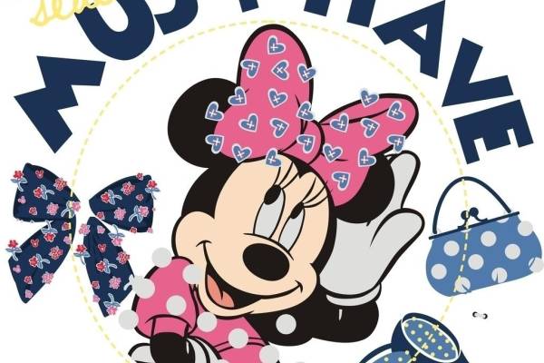 卡通动漫迪士尼米妮印花矢量图服装裁片T恤烫图印花花型素材