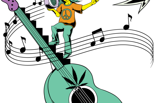 吉他音乐人物字母印花矢量图服装裁片T恤烫图印花花型素材