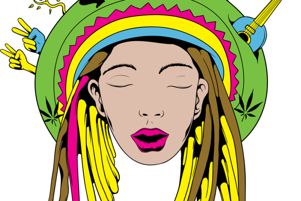 女士人物头像字母手势印花矢量图服装裁片T恤烫图印花花型素材