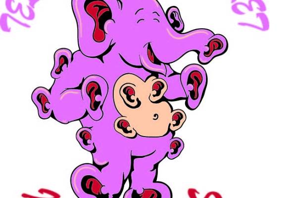 抽象动物大象字母印花矢量图服装裁片T恤烫图印花花型素材