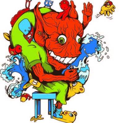 多彩卡通怪兽印花矢量图服装裁片T恤烫图印花花型素材