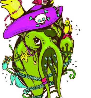 多彩卡通怪兽印花矢量图服装裁片T恤烫图印花花型素材