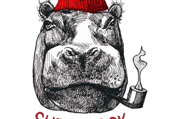 河马烟斗字母印花矢量图服装裁片T恤烫图印花花型素材