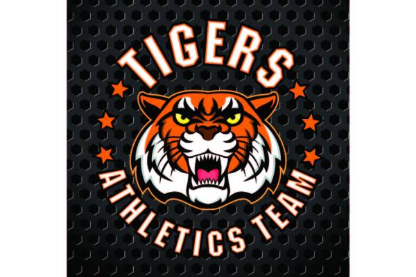 老虎字母五角星印花矢量图服装裁片T恤烫图印花花型素材