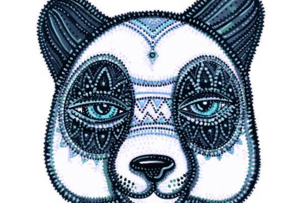 几何图案拼接熊猫印花矢量图服装裁片T恤烫图印花花型素材