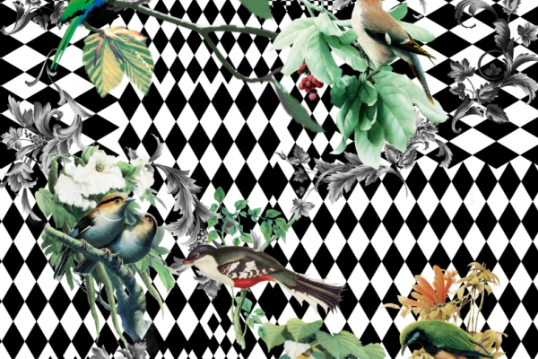 植物飞鸟几何马赛克印花图案服装纺织面料数码印花花型素材