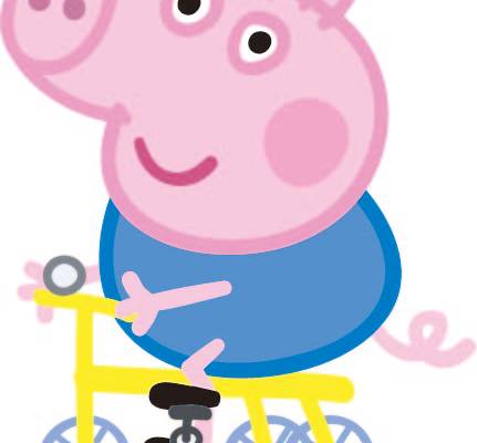 小猪佩奇乔治自行车印花矢量图服装裁片T恤烫图印花花型素材