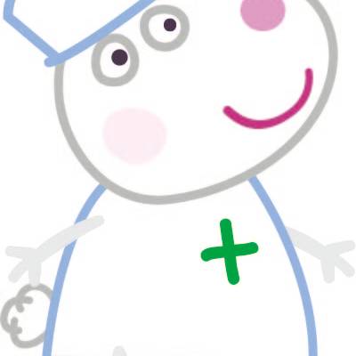 卡通动漫小猪佩奇护士印花矢量图服装裁片T恤烫图印花花型素材
