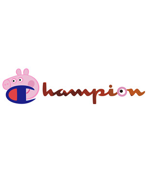 小猪佩奇champion字母印花矢量图服装裁片T恤烫图印花花型素材