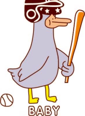 拿着棒球的鸭子服装裁片T恤烫图印花花型素材