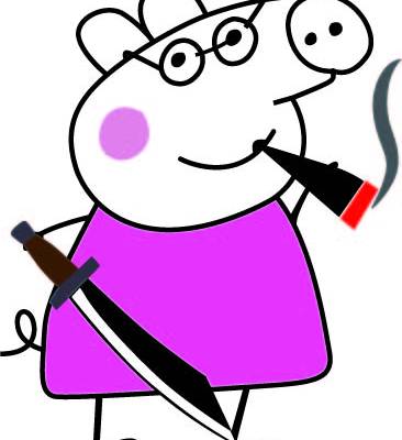 小猪佩奇砍刀印花矢量图服装裁片T恤烫图印花花型素材