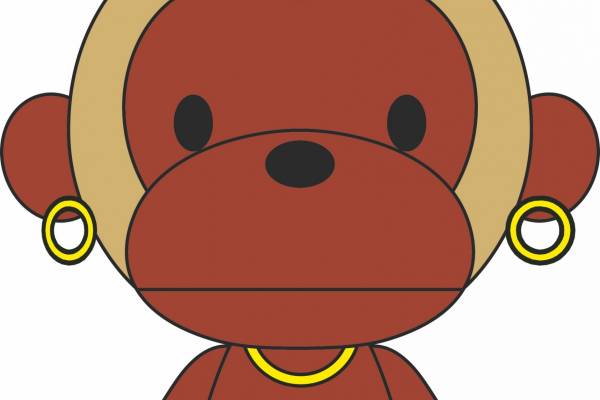 可爱卡通猴子骨头服装裁片T恤印花烫图印花花型素材