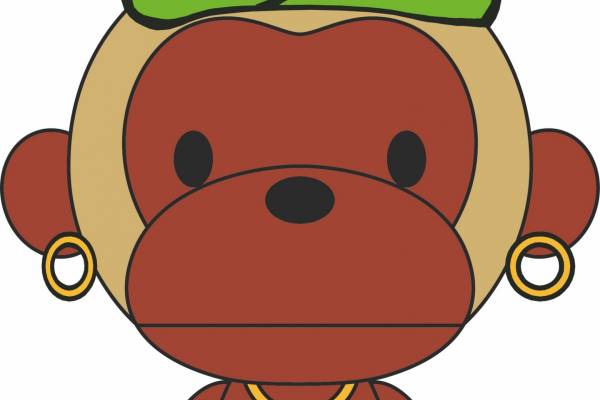 可爱卡通猴子陶罐服装裁片T恤印花烫图印花花型素材