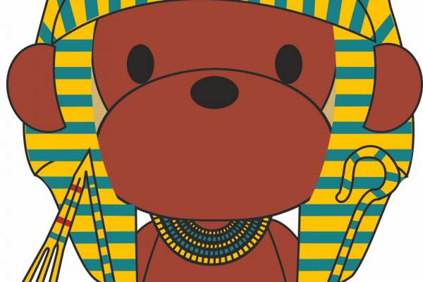 可爱卡通猴子埃及法老服装裁片T恤印花烫图印花花型素材