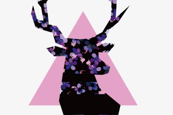 几何图案拼接梅花鹿印花矢量图服装裁片T恤烫图印花花型素材