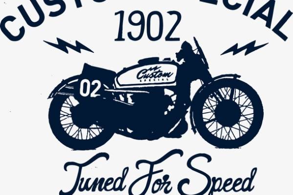 数字字母摩托车印花矢量图服装裁片T恤烫图印花花型素材