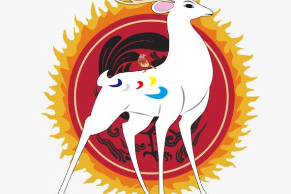 几何太阳白鹿印花图案服装裁片T恤烫图印花花型素材