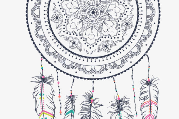 几何圆形花纹羽毛印花图案服装裁片T恤烫图印花花型素材