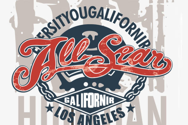 复古几何字母印花矢量图服装裁片T恤烫图印花花型素材