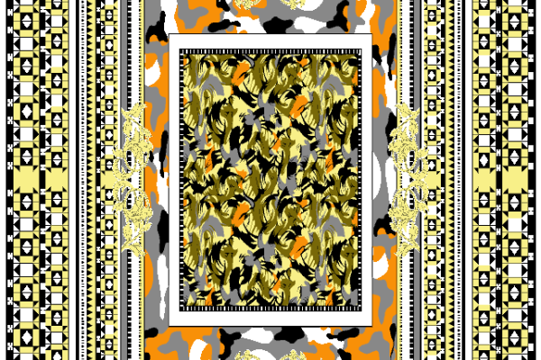 几何花纹方巾印花矢量图