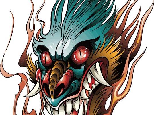 几何龙型印花矢量图服装裁片T恤烫图印花花型素材