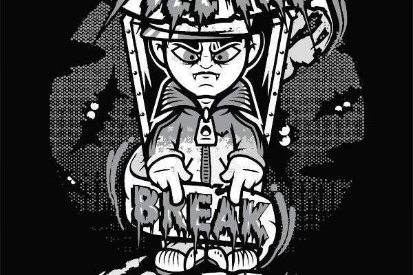 卡通吸血鬼字母印花矢量图服装裁片T恤烫图印花花型素材