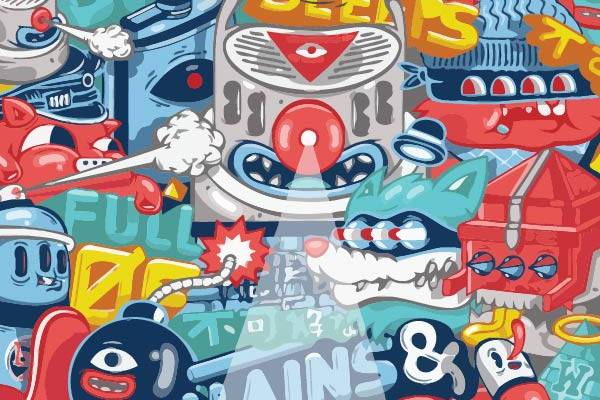 几何动漫卡通印花花型服装裁片T恤烫图印花花型素材