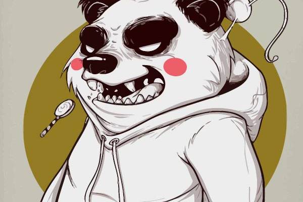 动物熊猫印花矢量图服装裁片T恤烫图印花花型素材