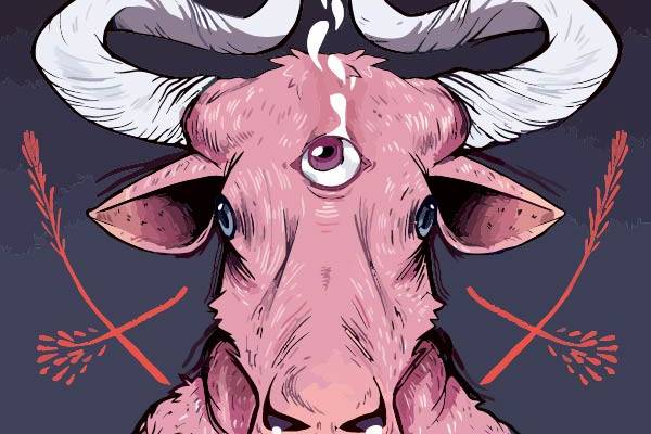 几何动物牛印花矢量图服装裁片T恤烫图印花花型素材