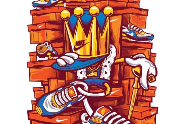 几何图案NIKE耐克鞋子字母皇冠印花矢量图服装裁片T恤烫图印花花型素材