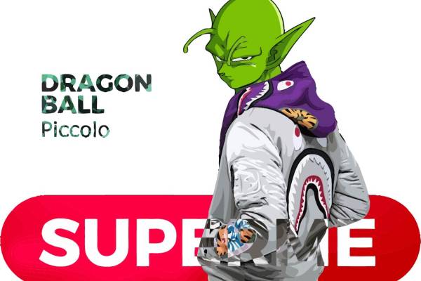 卡通动漫七龙珠字母SUPERME印花矢量图服装裁片T恤烫图印花花型素材