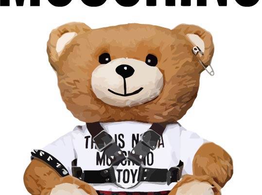 卡通动漫MOSCHINO熊印花矢量图服装裁片T恤烫图印花花型素材