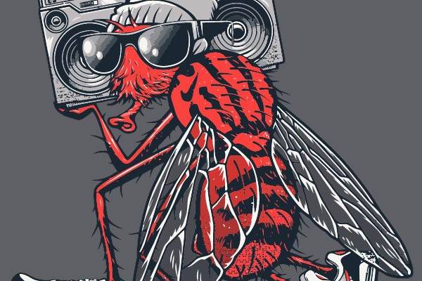 几何卡通昆虫苍蝇NIKE印花矢量图服装裁片T恤烫图印花花型素材