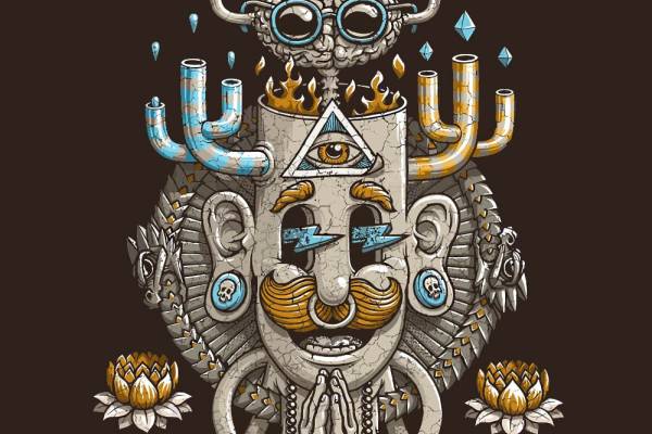 几何卡通图案棒球帽印花矢量图服装裁片T恤烫图印花花型素材