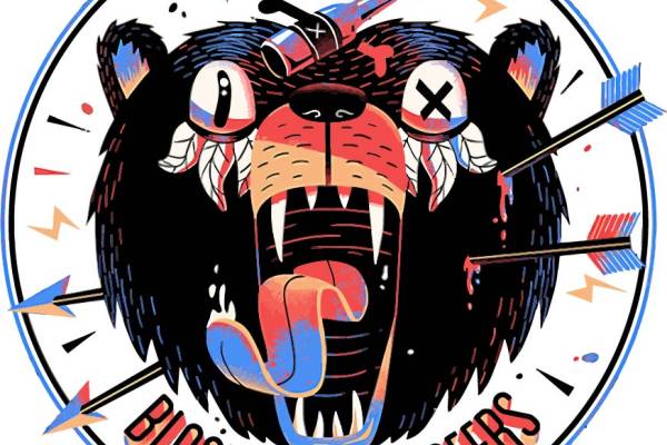 动物熊骷髅头字母印花矢量图服装裁片T恤烫图印花花型素材