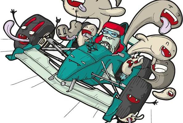 卡通动漫赛车印花矢量图服装裁片T恤烫图印花花型素材