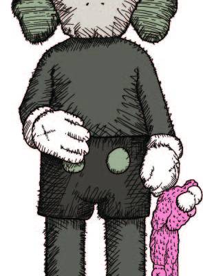 潮流品牌Kaws卡通形象印花矢量图服装裁片T恤烫图印花花型素材