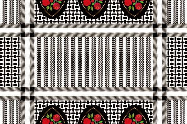 几何格子植物玫瑰花印花矢量图服装纺织面料数码印花花型素材