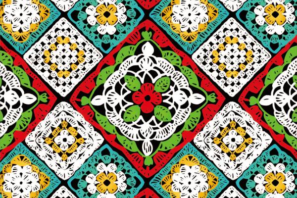 多彩几何花纹拼接马赛克格子印花矢量图服装纺织面料数码印花花型素材