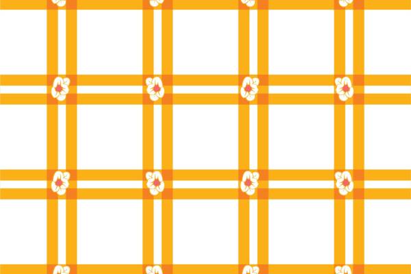 几何黄色格子小花朵拼接印花矢量图服装纺织面料数码印花花型素材