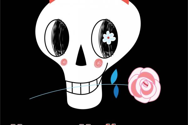 几何骷髅头花朵字母印花矢量图服装裁片T恤烫图印花花型素材