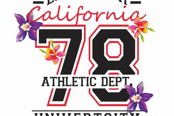 字母数字花朵拼接印花矢量图服装裁片T恤烫图印花花型素材