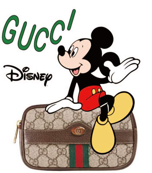 gucci字母米奇拼接印花矢量图服装裁片t恤烫图印花花型素材