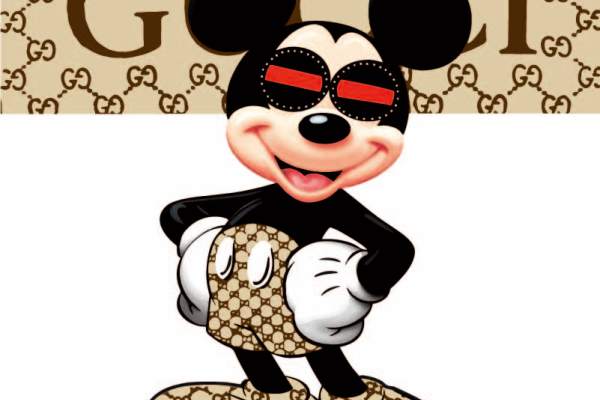 GUCCI字母米奇图案拼接印花矢量图服装裁片T恤烫图印花花型素材