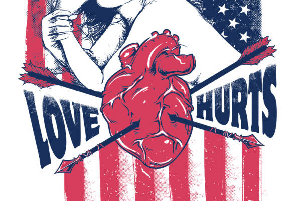 美女国旗字母印花矢量图服装裁片T恤烫图印花花型素材