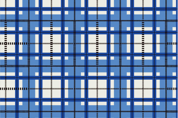 蓝色几何格子印花矢量图服装纺织面料数码印花花型素材