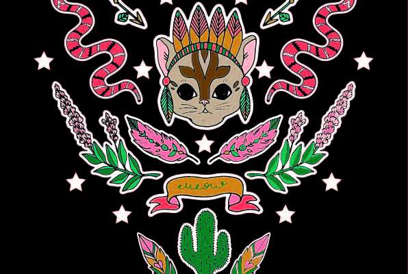 几何花纹蛇酋长猫咪印花矢量图服装裁片T恤烫图印花花型素材