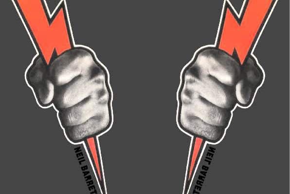 拳头闪电字母印花矢量图服装裁片T恤烫图印花花型素材