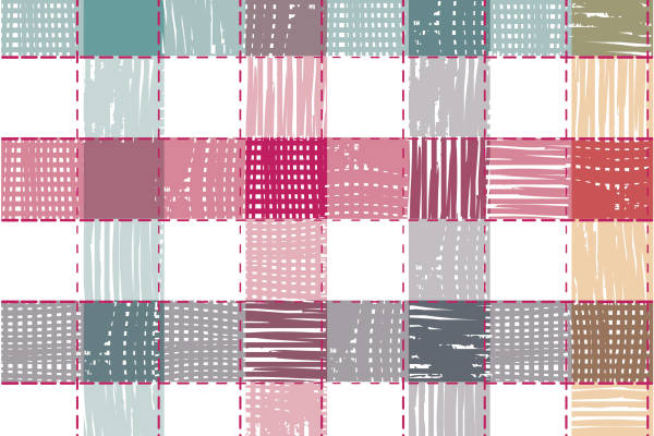 多彩几何线条拼接格子印花矢量图服装纺织面料数码印花花型素材