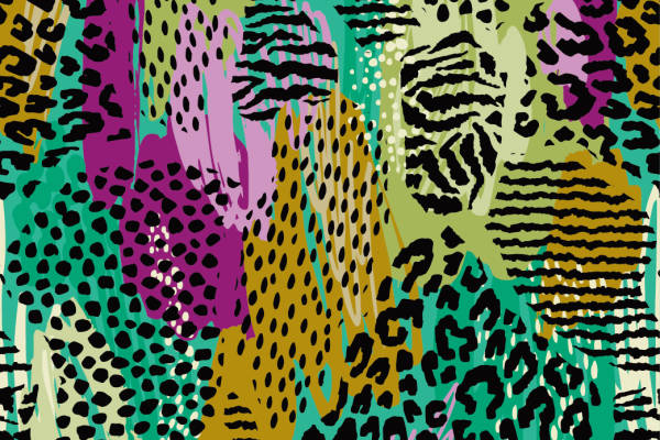 几何多彩豹纹印花矢量图服装纺织面料数码印花花型素材